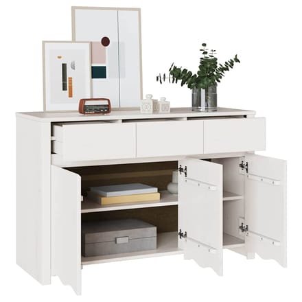 vidaXL - Dressoir - Drammen - Wit - 114 - x - 43 - x - 75,5 - cm - Massief - grenenhout