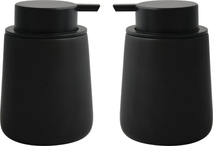 MSV Zeeppompje/dispenser Malmo - 2x - Keramiek - zwart - 8,5 x 12 cm - 300 ml
