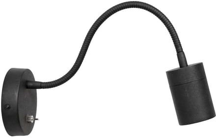 Zwarte wandlamp met flexibele arm, 25 cm, metaal, Upround, Mexlite, inclusief GU10 lichtbron