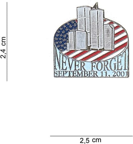 Embleem metaal Never forget zilver pin