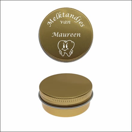 Melktanden Blikje Met Naam Gravering - Maureen