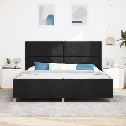 vidaXL - Bedframe - met - hoofdeinde - Zwart - 200 - x - 200 - cm - Stof