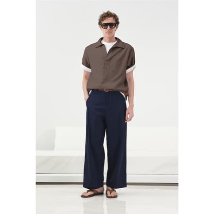 Ontspannen Pasvorm Korte Mouwen Poplin Shirt