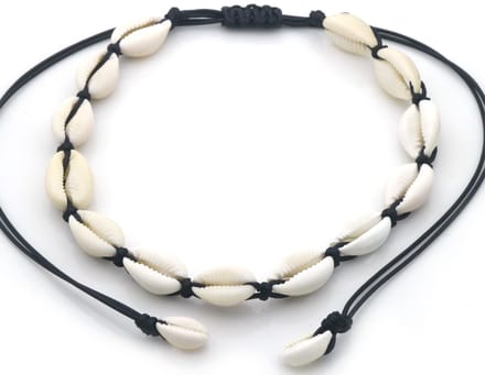 Ketting - Zwart Wit - Schelpen Design - verstelbaar - 45CM