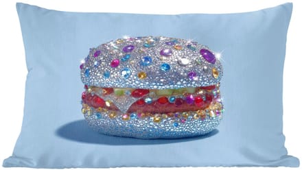 Sierkussens - Kussentjes Woonkamer - 50x30 cm - Glitters - Hamburger - Blauw