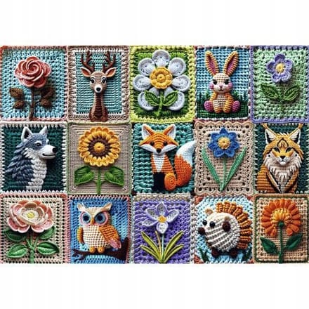 Trefl Puzzel 1000 Stukjes: Haken, Mijn Passie - Dieren & Bloemen