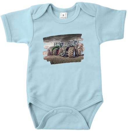 Romper met donkergroene tractor - Blauw - 86