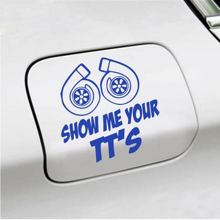 Bumpersticker - Show Me Your TTs - 15 X 15 - Blauw