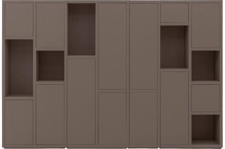 Goossens Wandmeubel Granada, 13 Deuren 6 Open Vakken - Hout Bruin