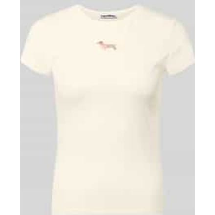 T-shirt met motief-stitching en ronde hals