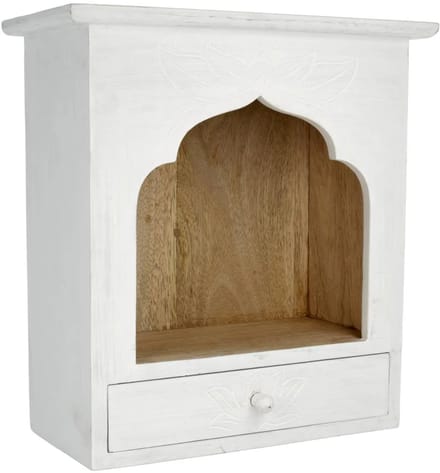 Altaar mangohout whitewash - 30 cm x 28 cm x 14 cm