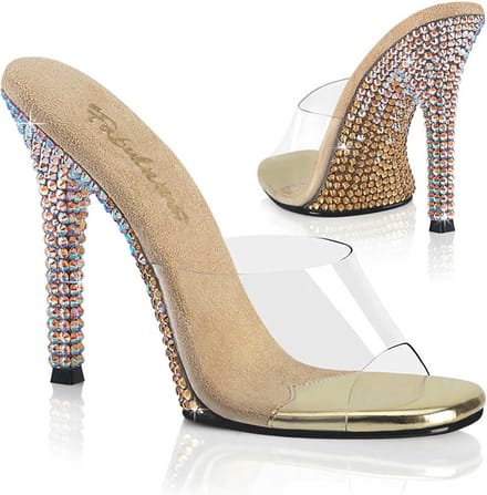 Fabulicious - GALA01DMM Muiltjes met hak - US 9 - 39 Shoes - Transparant/Goudkleurig