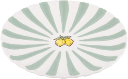 Ontbijtbord Fruity Citron – Groen/Wit – Aardewerk – ø 20cm - Dishes & Deco