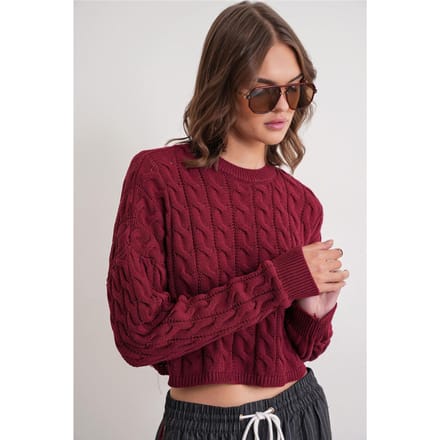 Cable Knit Patroon Ronde Hals Trui