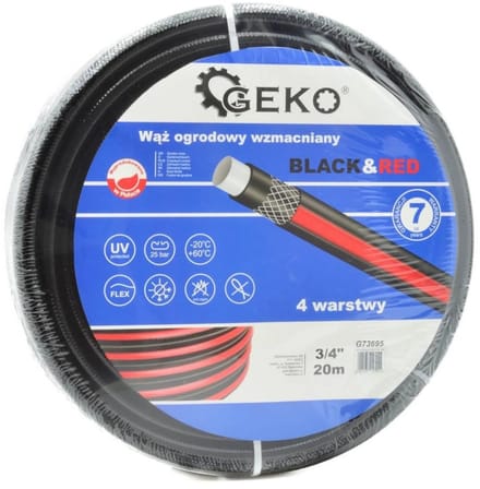 GEKO Tuinslang - Sterk - 30 meter - Zwart/Rood - 3/4"