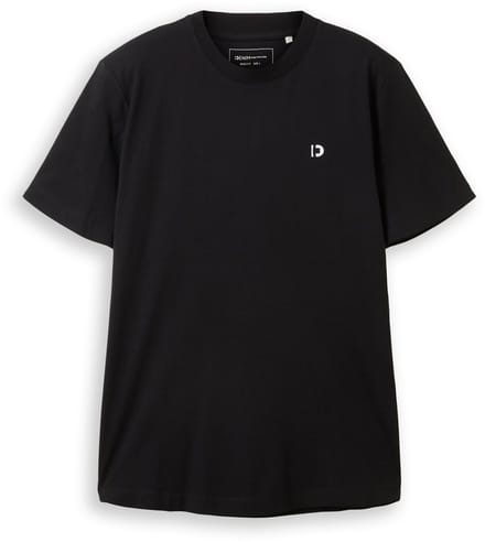 Tom Tailor Denim - Basic T-shirt met logo-print - Maat S - Black