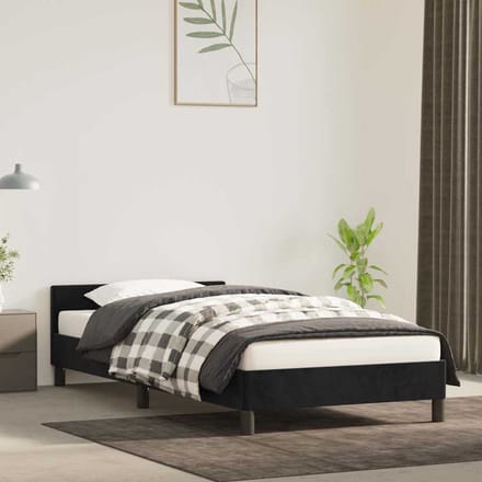 vidaXL - Bedframe - met - hoofdeinde - zonder - matras - 90x200 - cm - fluweel - zwart