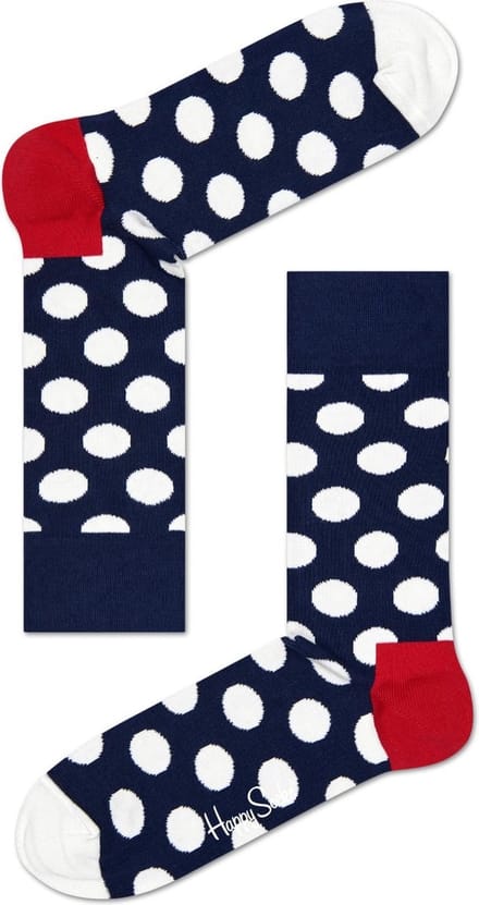 Happy Socks Big Dot Sokken - Donkerblauw/Wit - Maat 41-46