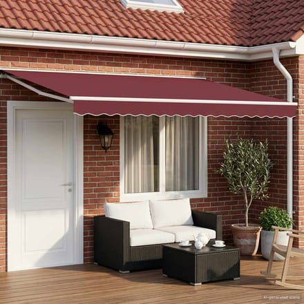 vidaXL - Handmatig - uitschuifbare - luifel - Bordeauxrood - 4 - × - 3 - m