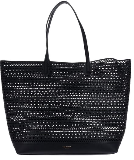 Ted Baker Leren schoudertas Leiiyla Laser Cut Oversized Tote Bag Black zwart