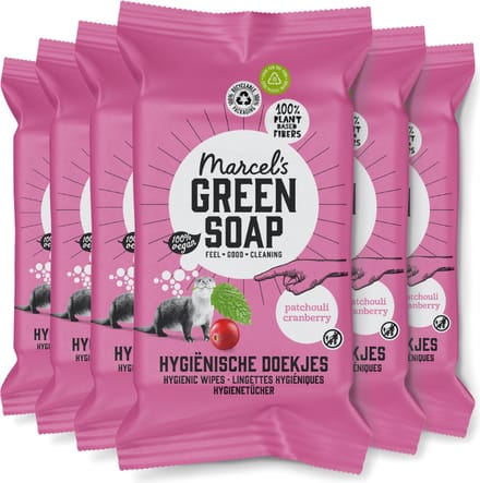 Marcel's Green Soap Schoonmaakdoekjes - Patchouli & Cranberry - 6 x 60 stuks