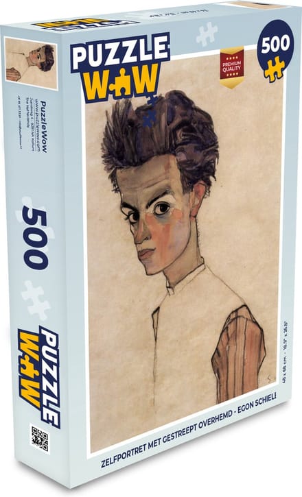 Puzzel Zelfportret met gestreept overhemd - Egon Schiele - Legpuzzel - Puzzel 500 stukjes