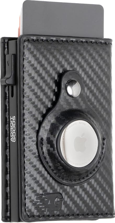 AdroitGoods Pasjeshouder – 8 Pasjes – RFID Bescherming – Geschikt voor Apple AirTag – Leder/Carbonfiber