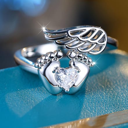 Schattige Dames Kleine Witte Verstelbare Open Ring Engel Hart Vleugel Verloving Bruiloft Sieraden Voor Vrouwen resizable white