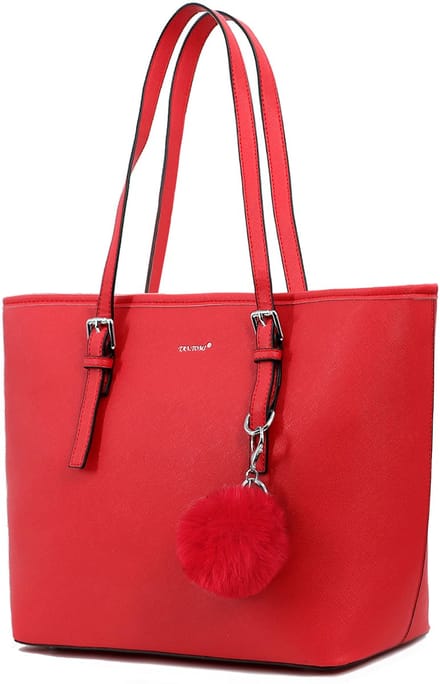 TANTOMI Dames Handtassen - Dames Tas Shopper met rits - Handtas - Schooltas - Rood