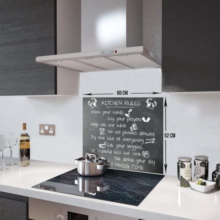 Kitchen Rules Tempered Glas Spatbescherming Voor Achter de Kookplaat 52cm x 60cm