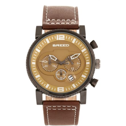 Breed Ryker chronograaf horloge met leren bandje met datum