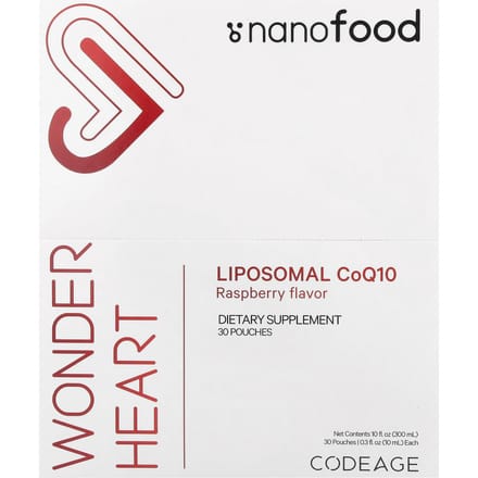 Codeage, Wonder Heart, CoQ10 Liposomal, Saveur Framboise, 30 sachets, 10 ml (0,3 fl oz) chaque
