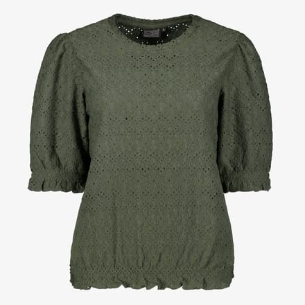TwoDay dames top met pofmouwen groen - Maat S