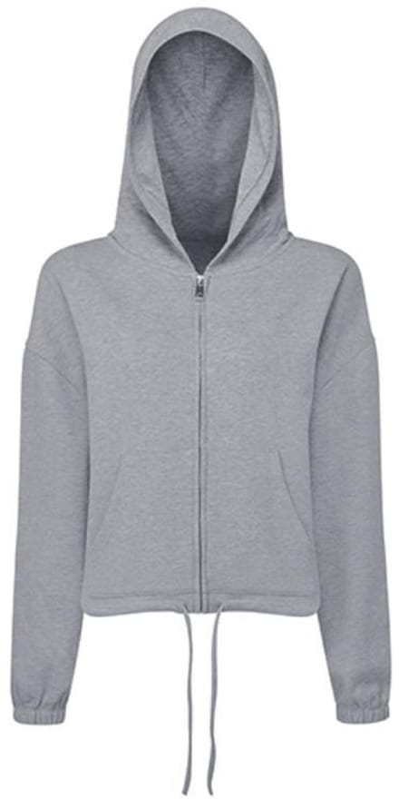 TriDri - Drawstring Dames Hoodie met Rits Recycled - Heather Grey maat S/M