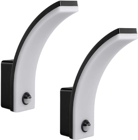 Maclean - 2 stuks LED lamp - Buitenlamp - Wandlamp - PIR bewegingssensor - 20W - IP65 - 2000lm - 4000K - Zwart