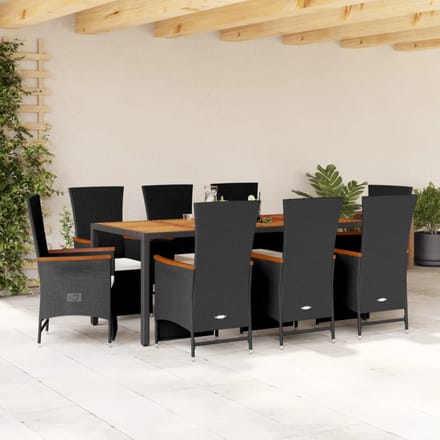vidaXL - 9-delige - Tuinset - poly - rattan - zwart