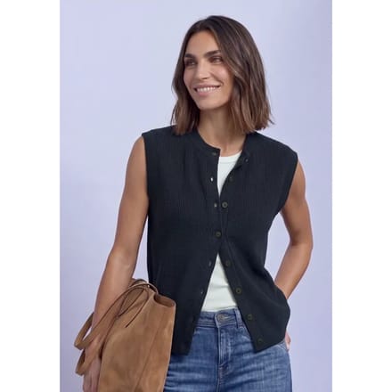 Gebreid vest met ronde hals en knoopsluiting