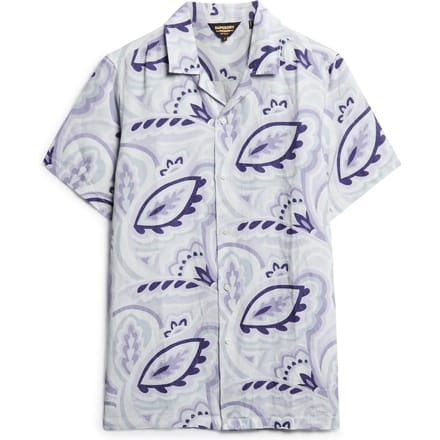 Superdry - Linnen overhemd met open kraag en print - Heren - Shirts