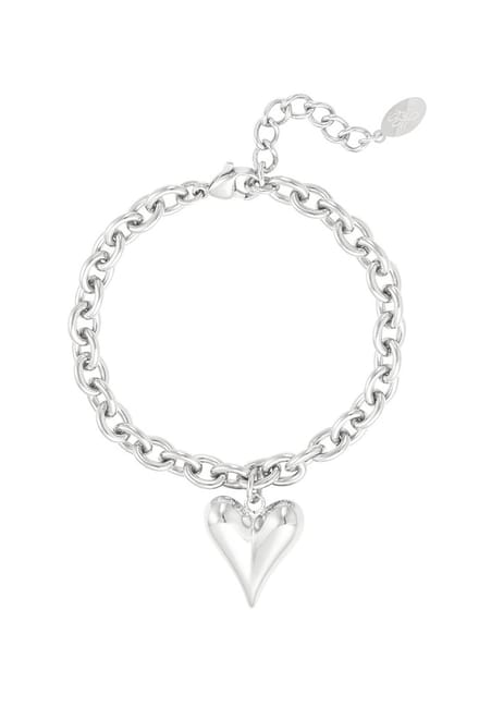 Bijoutheek Armband (Sieraad) Hart Schakel Ketting Zilver