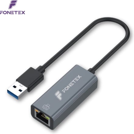 FoneTex Ethernet Adapter USB A kabel - USB A naar Ethernet / Internet - Internet Adapter - Netwerk adapter - Netwerkadapter - 1000 Mbps - Gigabit