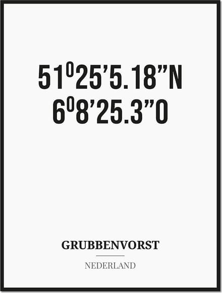 Poster/kaart GRUBBENVORST met coördinaten