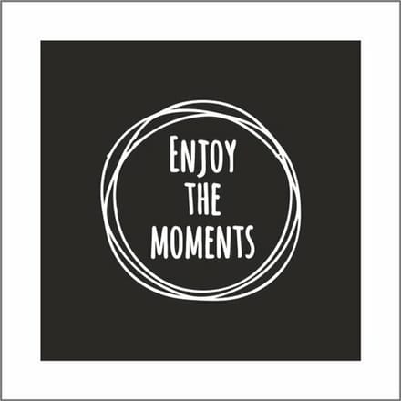 Vierkanten onderzetters - Enjoy the moments - Zwart