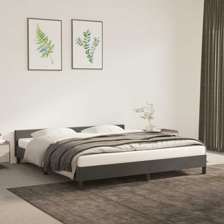 vidaXL - Bedframe - zonder - matras - 160x200 - cm - fluweel - donkergrijs