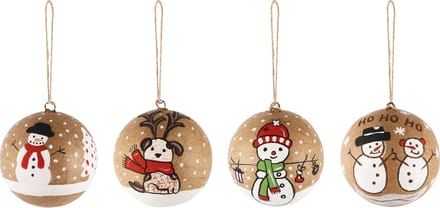 Dekoratief | Hanger bal m/sneeuwman/hondje, karton, 7x7x7cm, 4ass. | A248188
