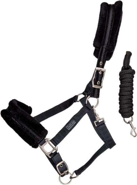 Kingsland - Blanca - Halsterset - met nep bont - Navy - Pony