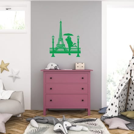 Muursticker - Paris - 58 x 71 - Groen