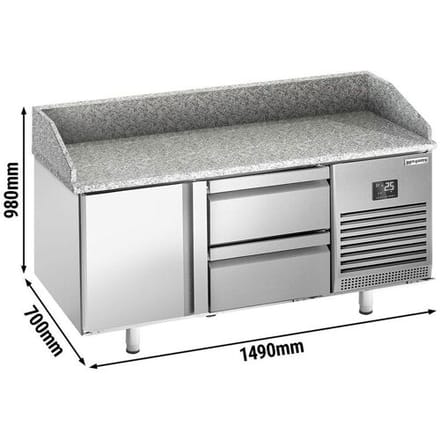 GGM Gastro Pizzakühltisch Premium PLUS - 1490x700mm - mit 1 Tür & 2 Schubladen