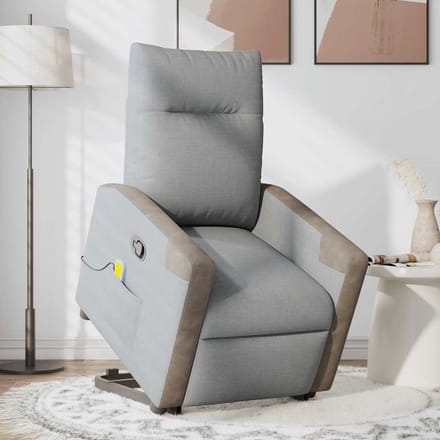 vidaXL - Sta-op-massagestoel - verstelbaar - stof - lichtgrijs