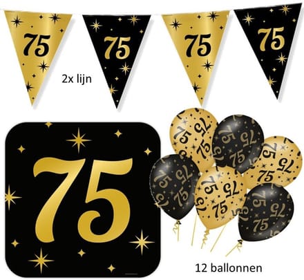 5 delig - 75 jaar feest versiering pakket Classy Party.