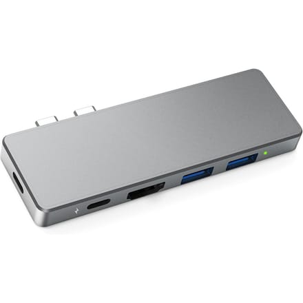 dodocool 7-in-2 Aluminiumlegering USB-C Hub Adapter met 2 Thunderbolt 3 Connectoren USB Type-C PD Poort gray
